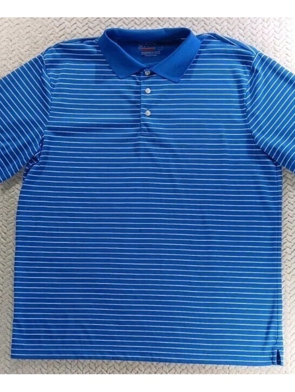 Chaps Polo Shirt - Mens Sz Large - Blue Striped Short Sleeve Preppy Golf Casual